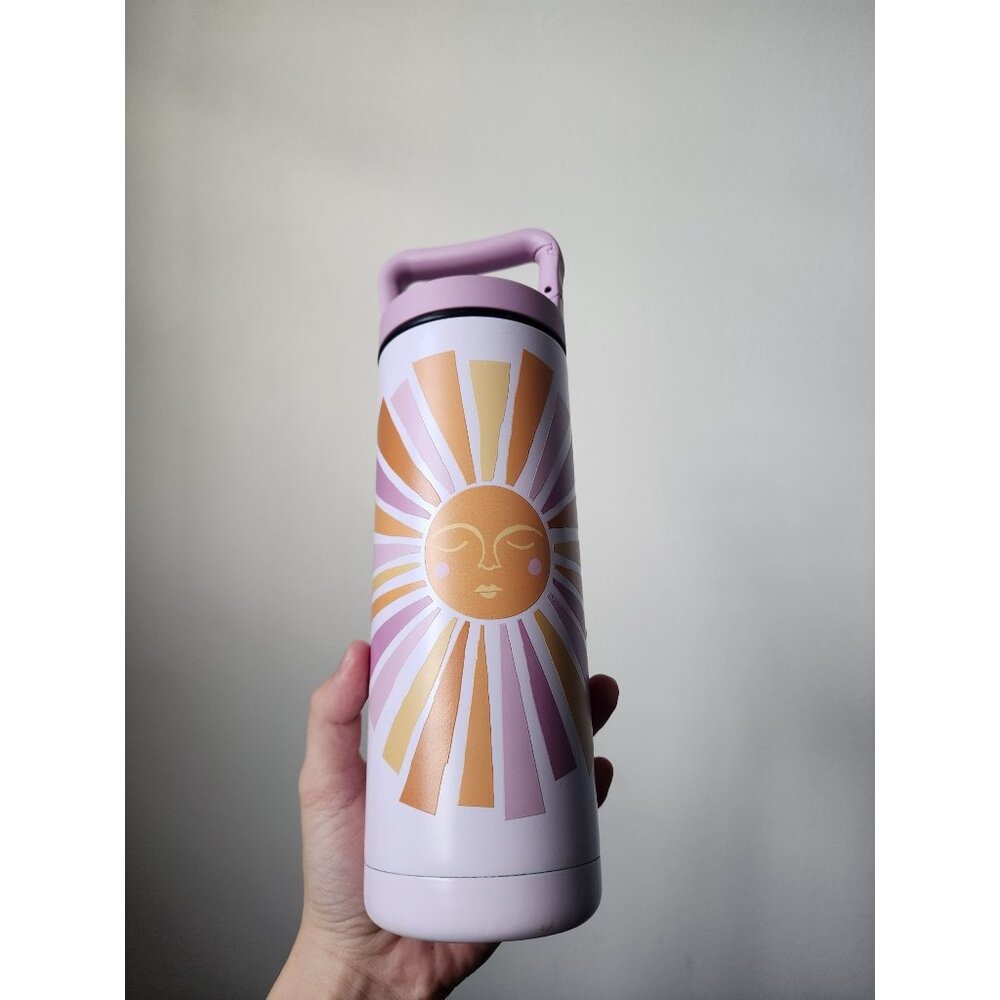 Studio Oh! pink orange sun stainless steel insulated snap hook water bottle 20oz